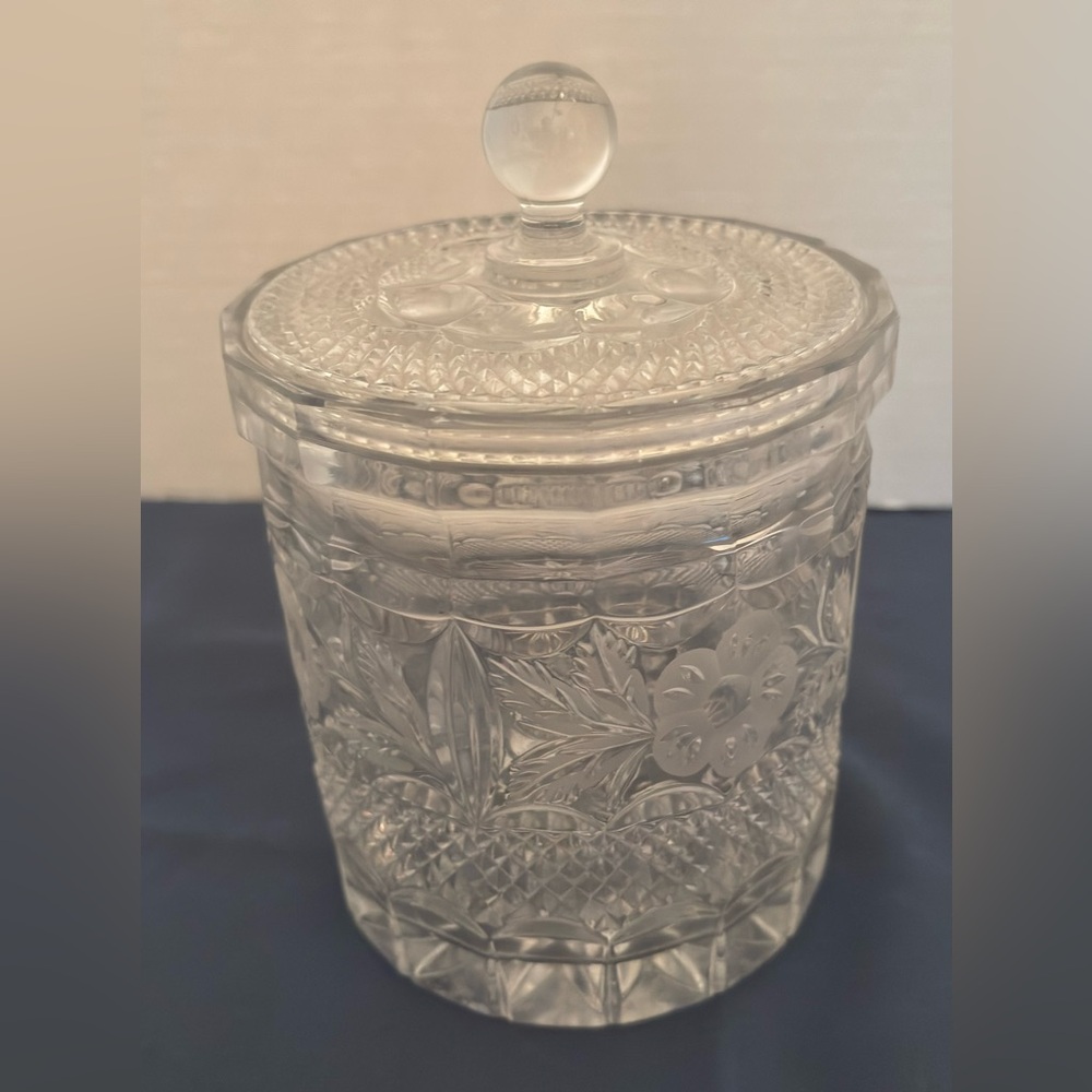 Vintage Crystal Biscuit Jar with Lid